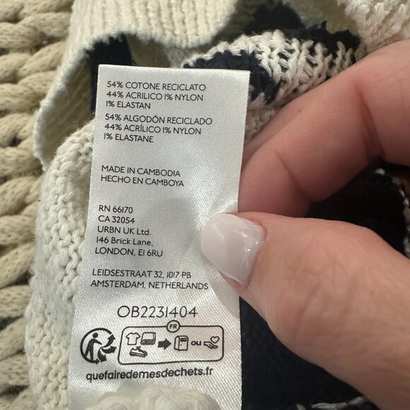 Maeve Anthropologie Navy Fish motif cap sleeve sweater LP - Picture 6 of 7